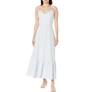 white christmas dresses Club Monaco Navy Blue and Pink Floral Print Silk Midi Dress main image 0